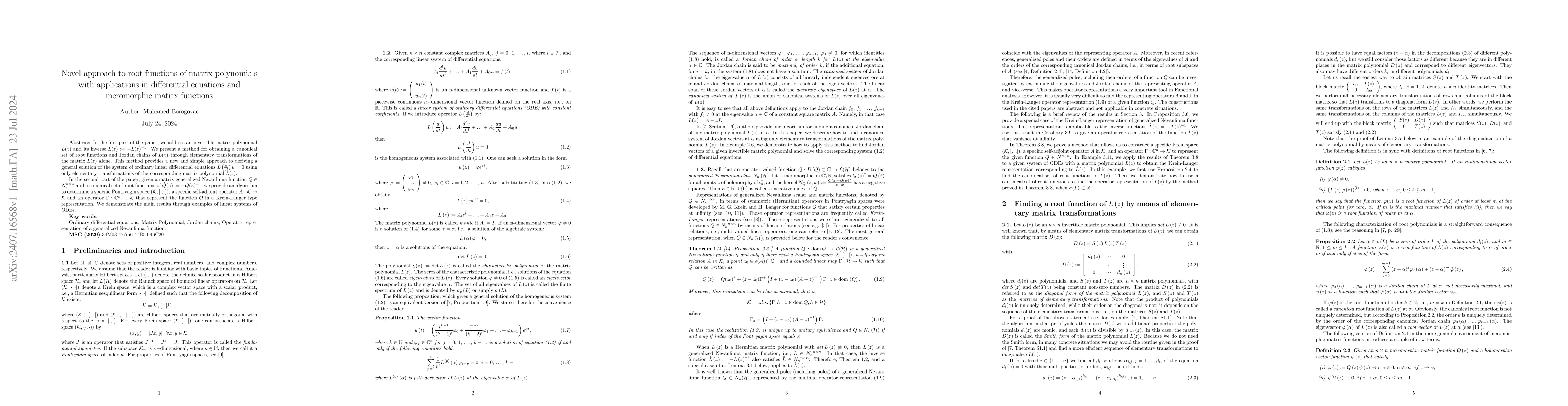 Thumbnail for Novel approach to root functions of matrix polynomials with applications
  in differential equations and meromorphic matrix functions