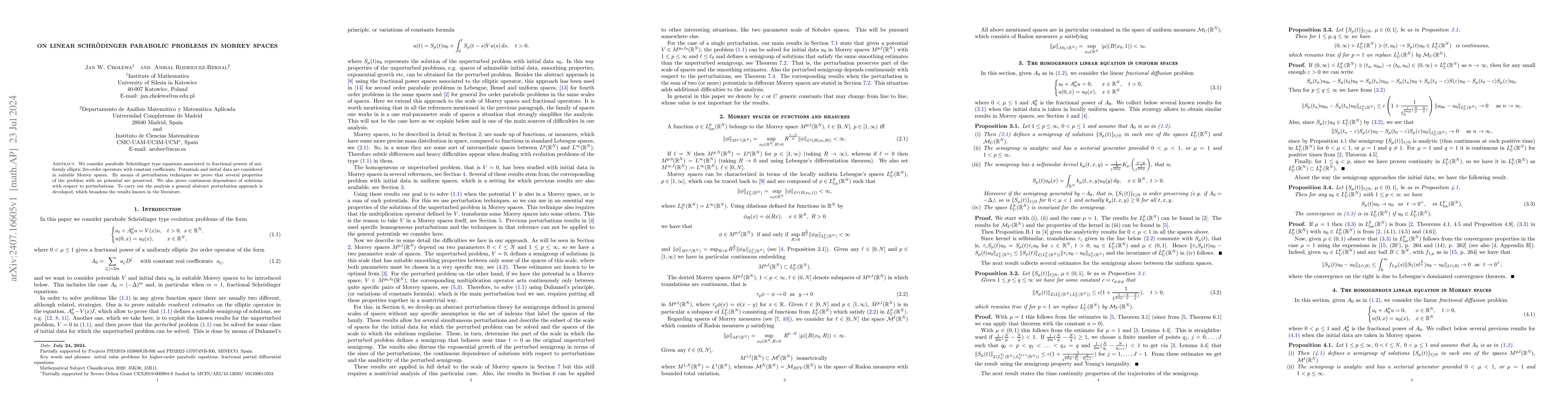 Thumbnail for On linear Schrödinger parabolic problems in Morrey spaces