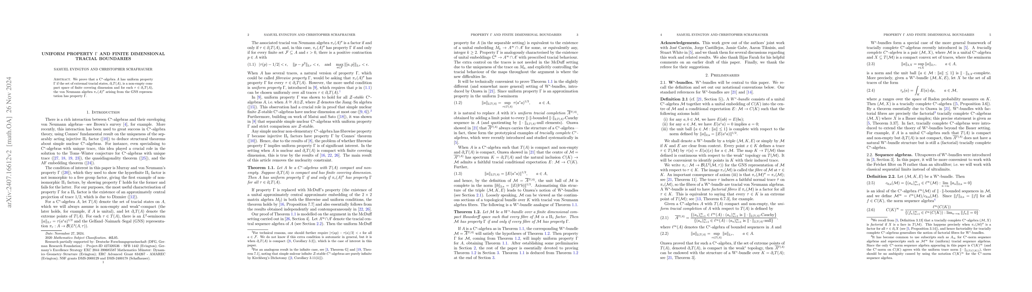 Thumbnail for Uniform property $Γ$ and finite dimensional tracial boundaries