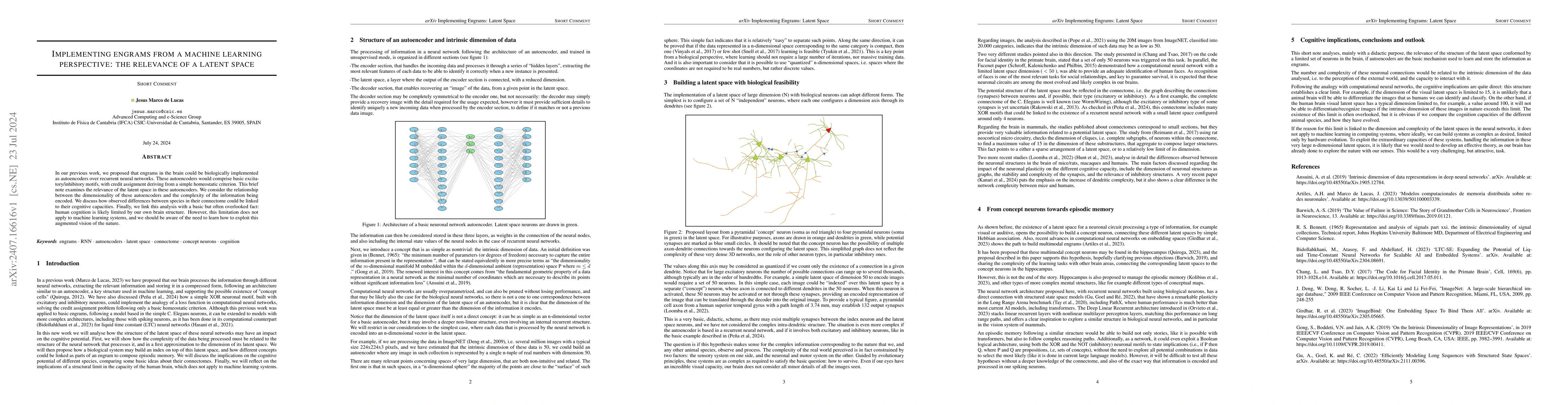 Thumbnail for Implementing engrams from a machine learning perspective: the relevance
  of a latent space