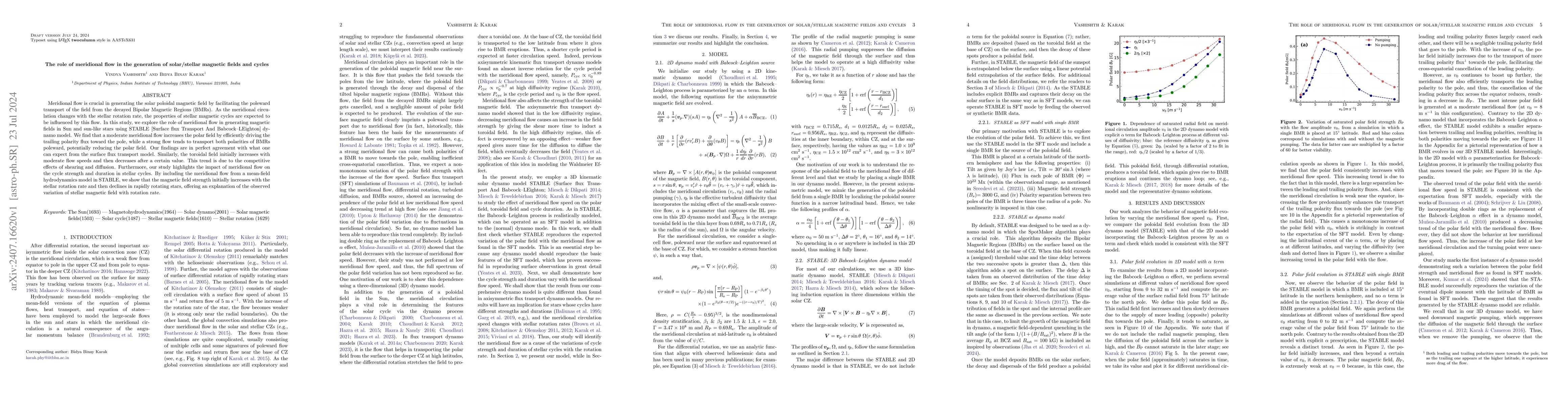 Thumbnail for The role of meridional flow in the generation of solar/stellar magnetic
  fields and cycles