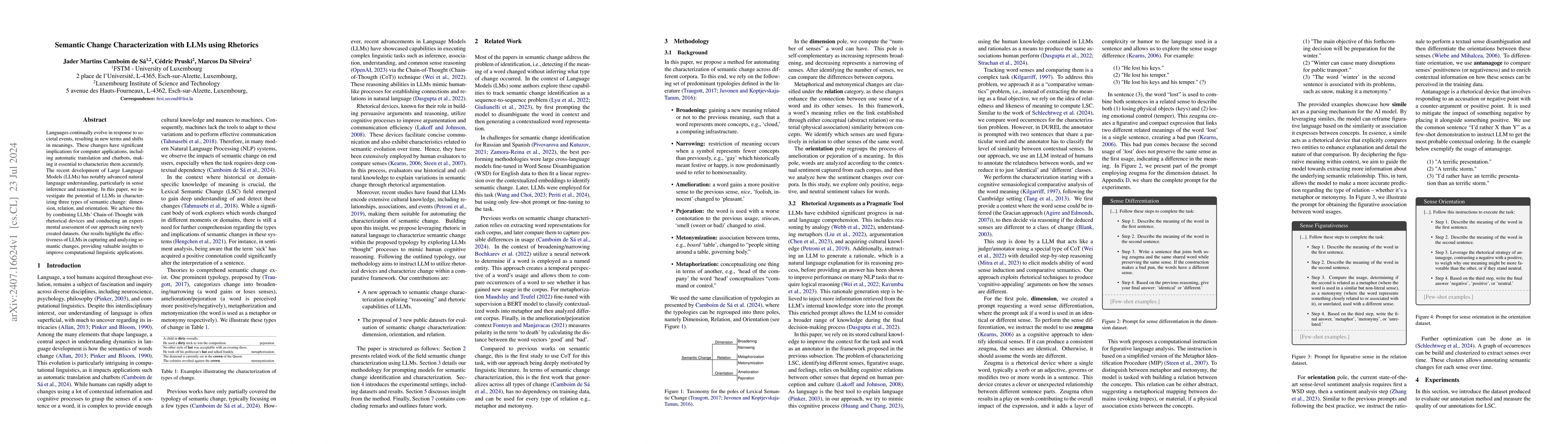 Thumbnail for Semantic Change Characterization with LLMs using Rhetorics