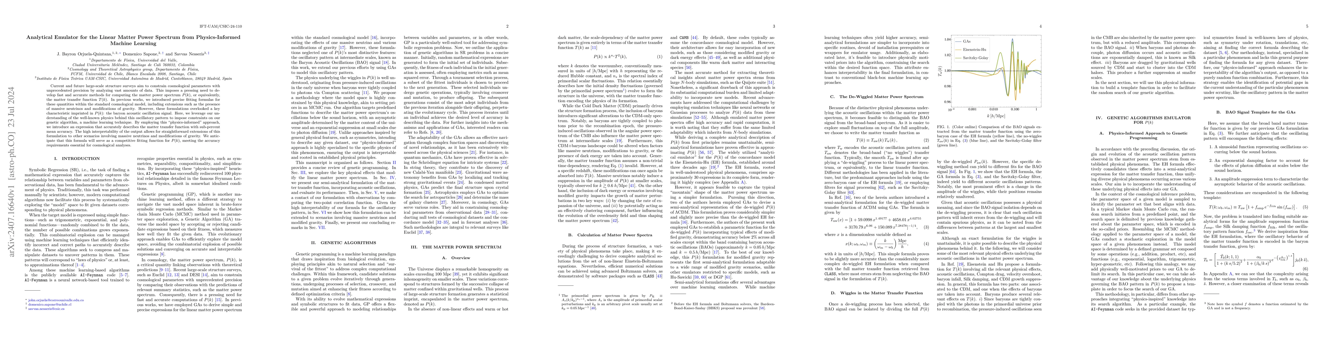Thumbnail for Analytical Emulator for the Linear Matter Power Spectrum from
  Physics-Informed Machine Learning