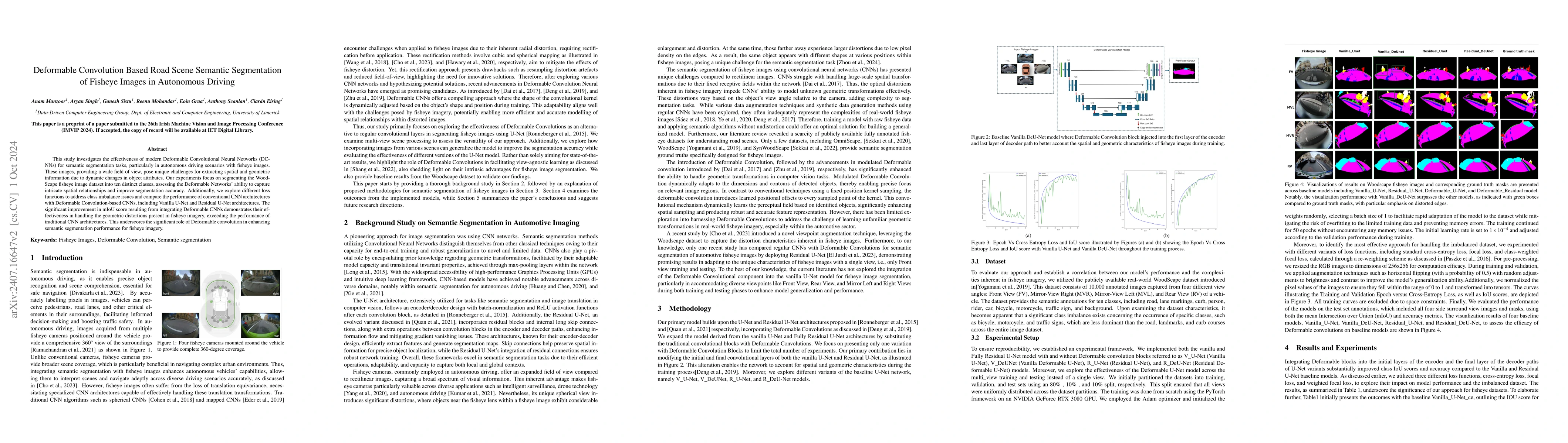 Thumbnail for Deformable Convolution Based Road Scene Semantic Segmentation of Fisheye
  Images in Autonomous Driving
