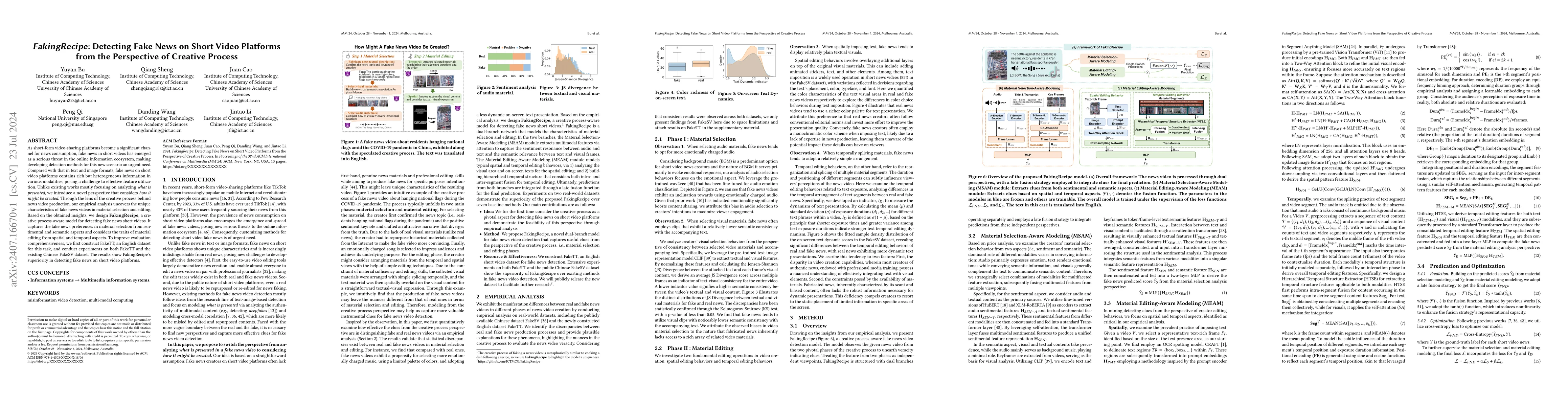 Thumbnail for FakingRecipe: Detecting Fake News on Short Video Platforms from the
  Perspective of Creative Process