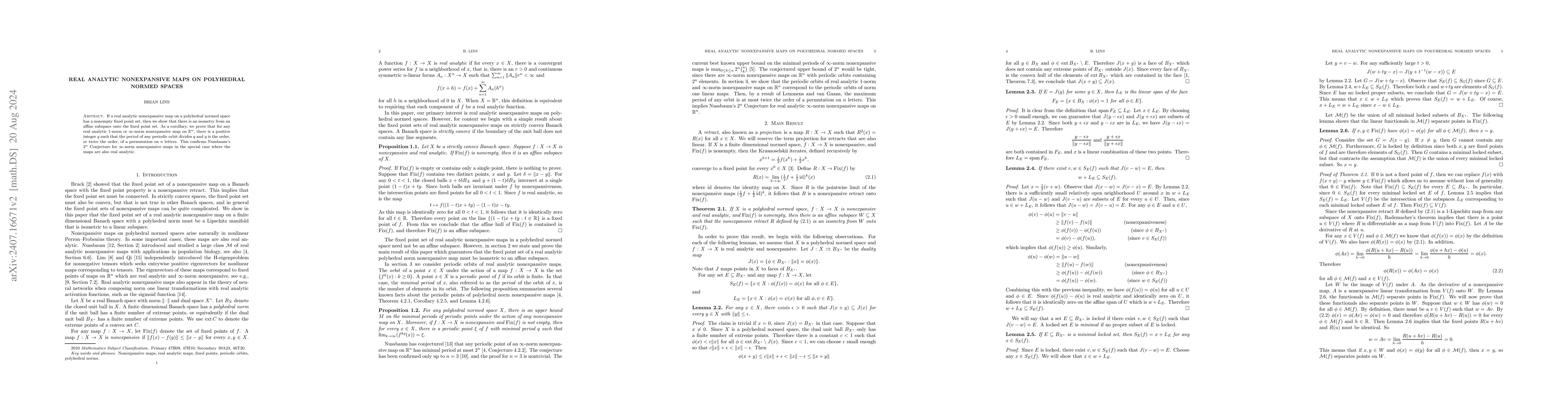 Thumbnail for Real analytic nonexpansive maps on polyhedral normed spaces