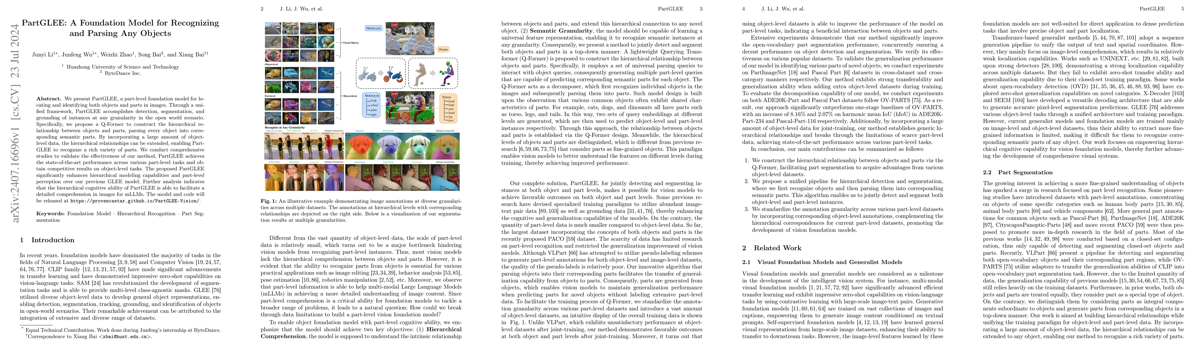 Thumbnail for PartGLEE: A Foundation Model for Recognizing and Parsing Any Objects