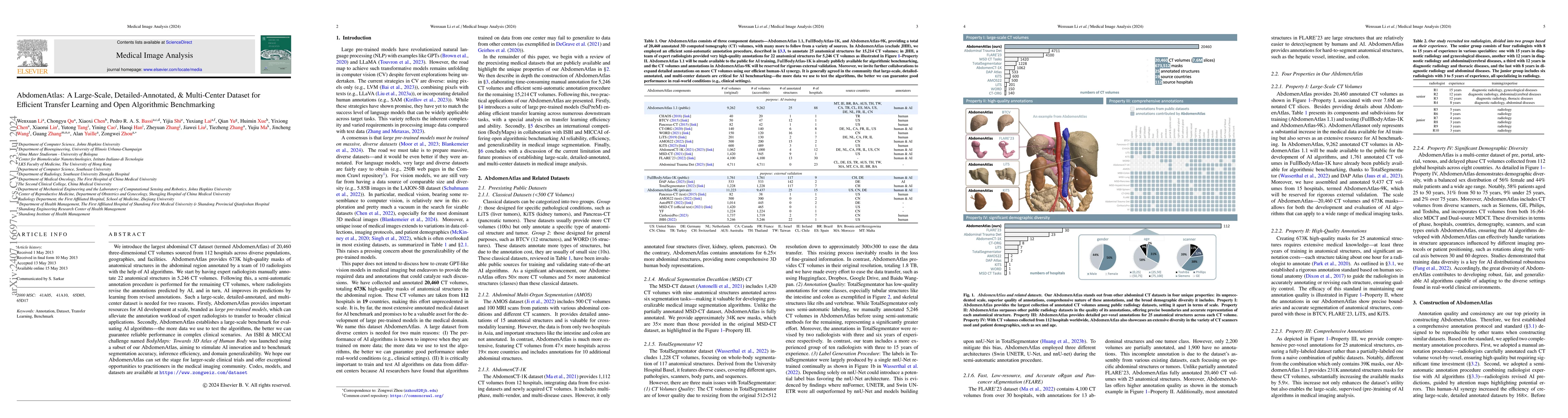 Thumbnail for AbdomenAtlas: A Large-Scale, Detailed-Annotated, & Multi-Center Dataset
  for Efficient Transfer Learning and Open Algorithmic Benchmarking