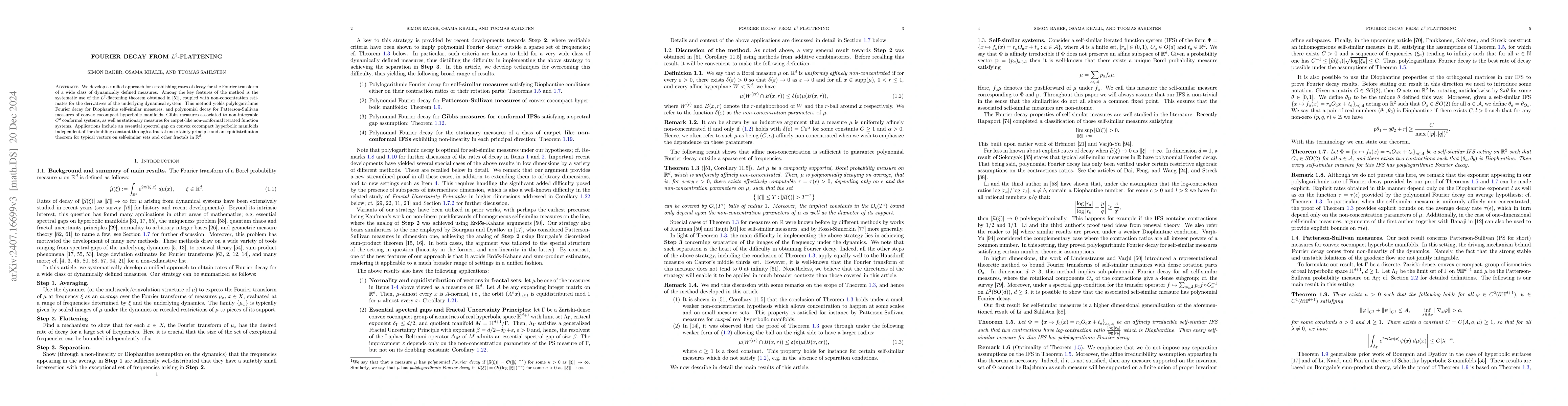 Thumbnail for Fourier Decay from $L^2$-Flattening