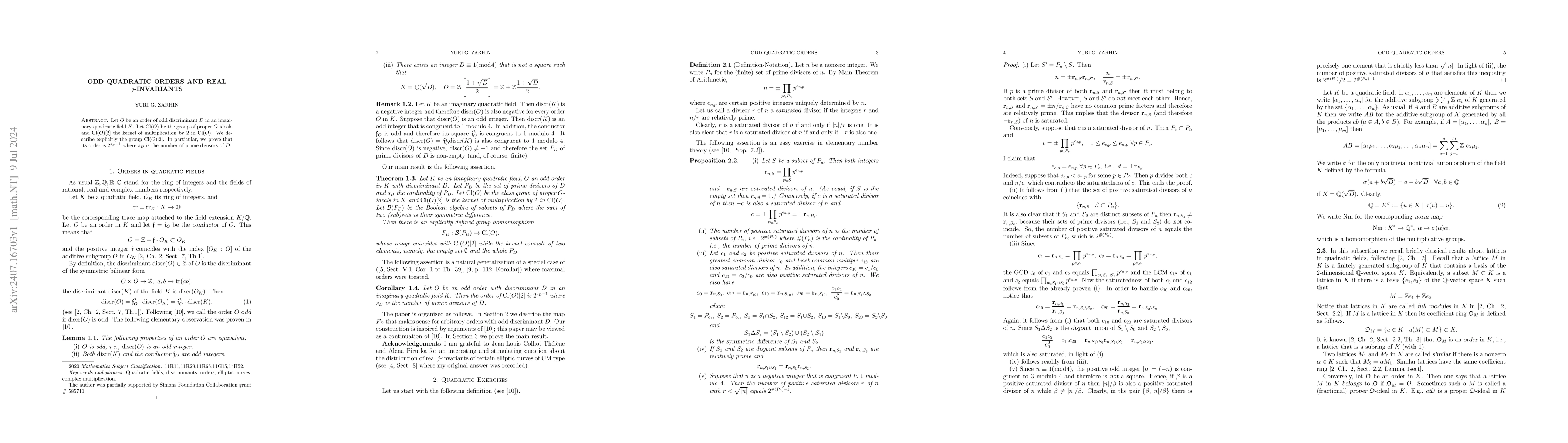 Thumbnail for Odd quadratic orders and real $j$-invariants