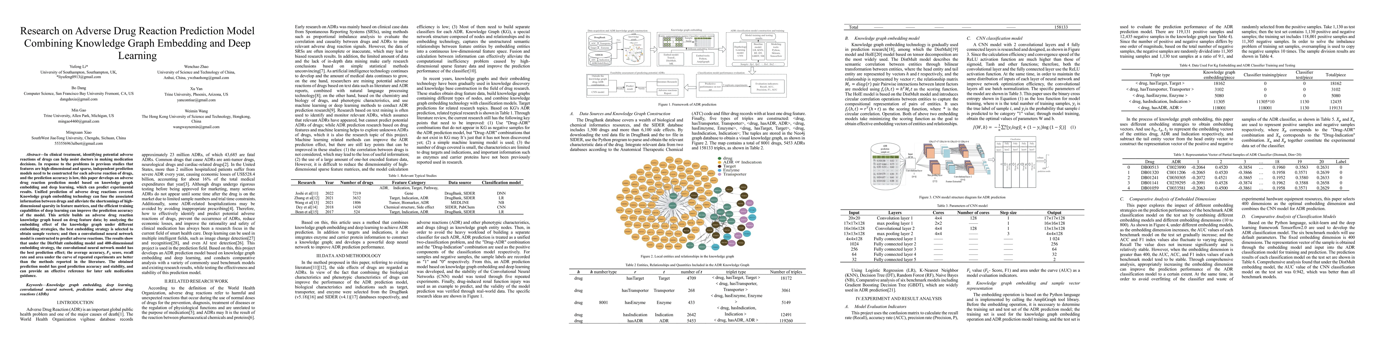Thumbnail for Research on Adverse Drug Reaction Prediction Model Combining Knowledge
  Graph Embedding and Deep Learning