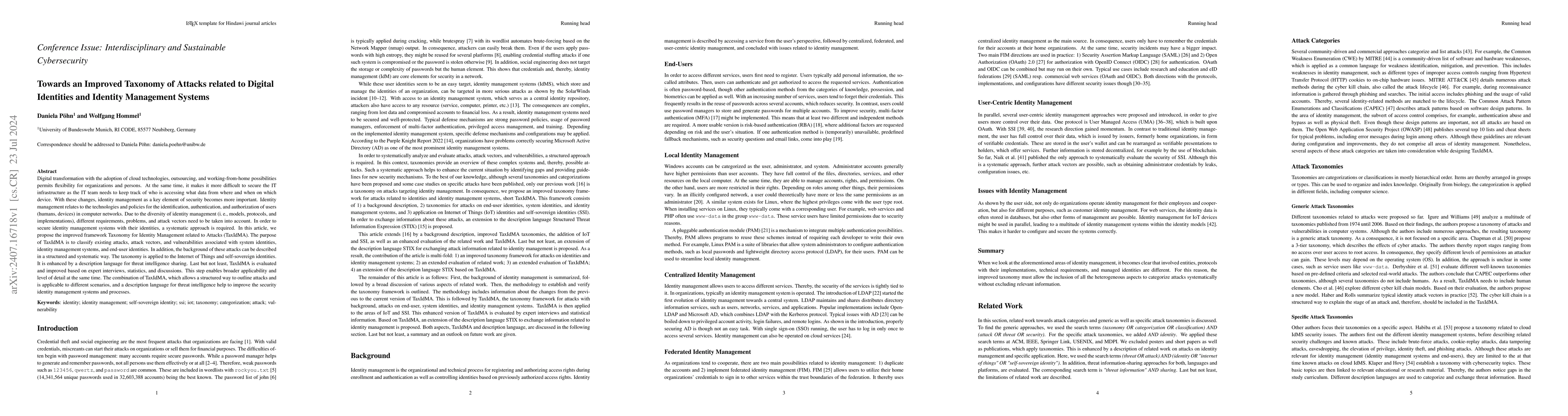 Thumbnail for Towards an Improved Taxonomy of Attacks related to Digital Identities
  and Identity Management Systems