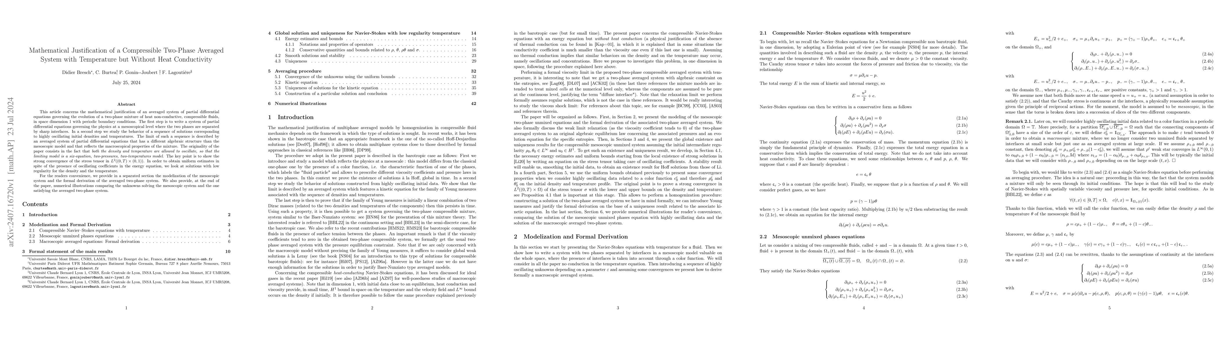 Thumbnail for Mathematical Justification of a Compressible Two-Phase Averaged System
  with Temperature but Without Heat Conductivity