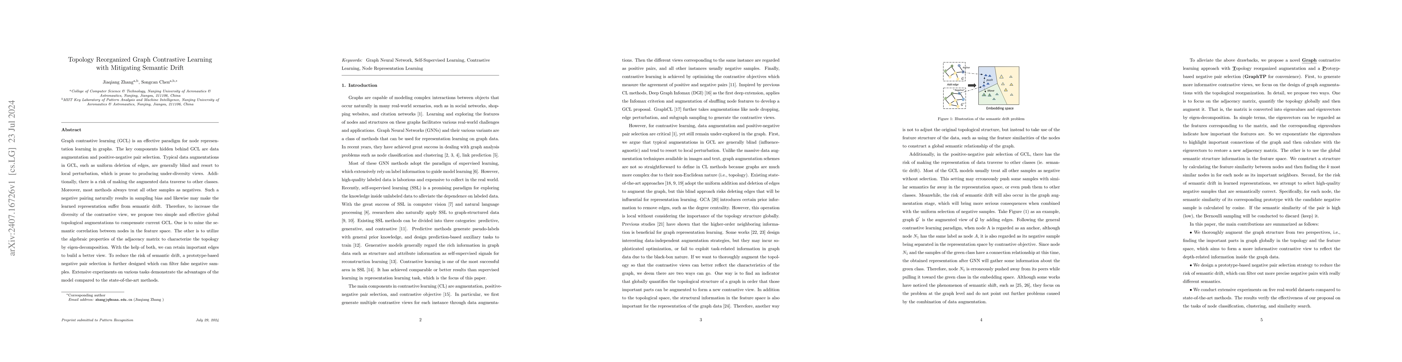 Thumbnail for Topology Reorganized Graph Contrastive Learning with Mitigating Semantic
  Drift