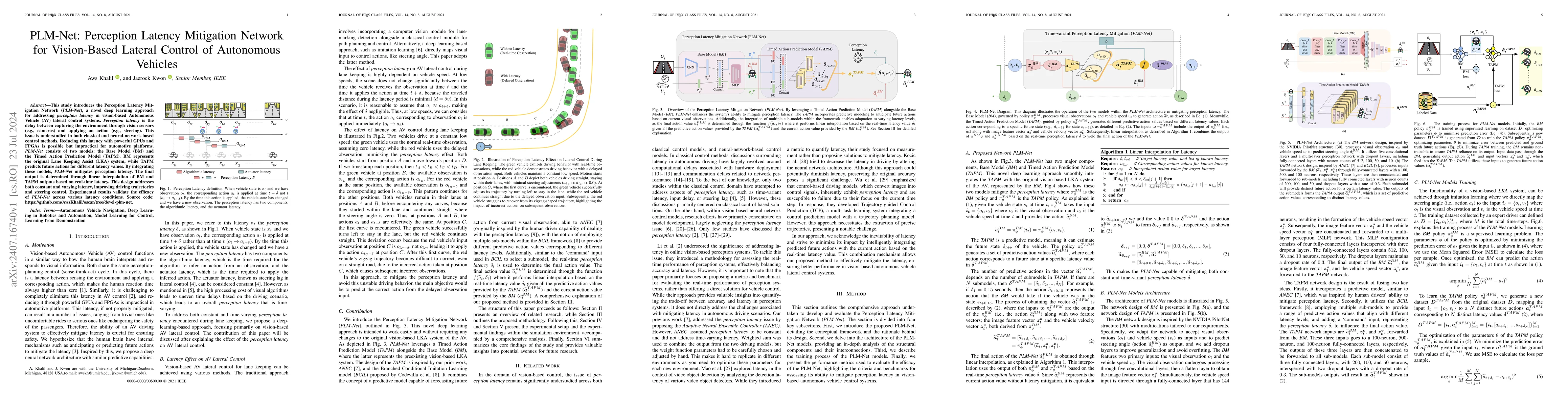 Thumbnail for PLM-Net: Perception Latency Mitigation Network for Vision-Based Lateral
  Control of Autonomous Vehicles