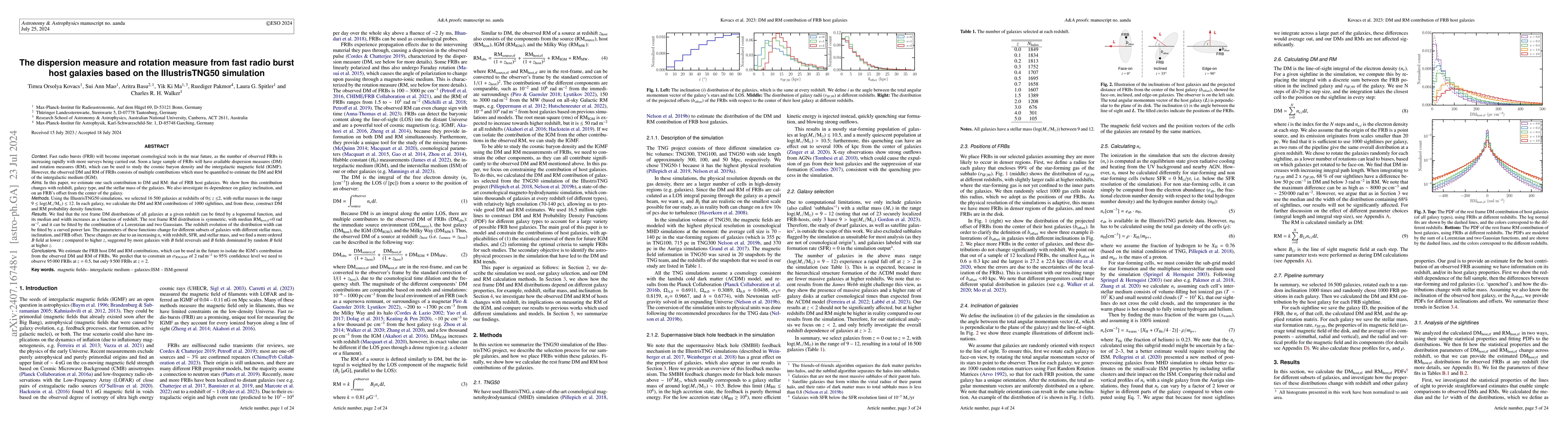 Thumbnail for The dispersion measure and rotation measure from fast radio burst host
  galaxies based on the IllustrisTNG50 simulation