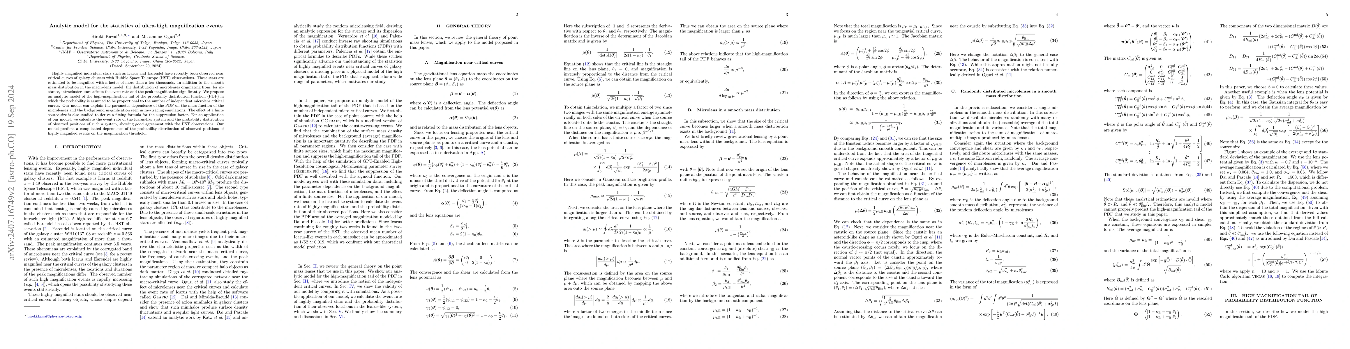 Thumbnail for Analytic model for the statistics of ultra-high magnification events