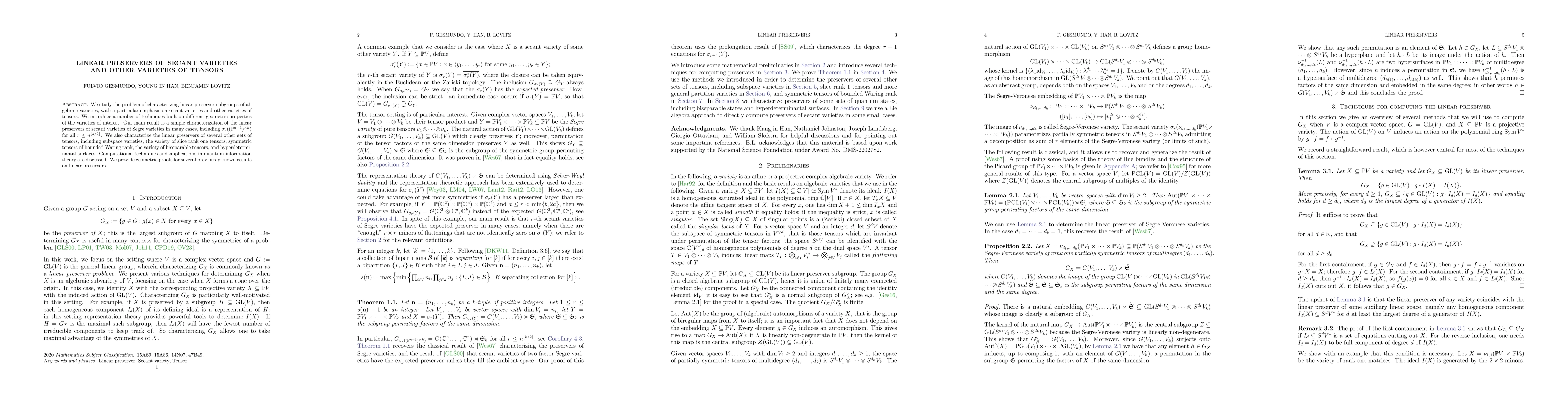 Thumbnail for Linear preservers of secant varieties and other varieties of tensors
