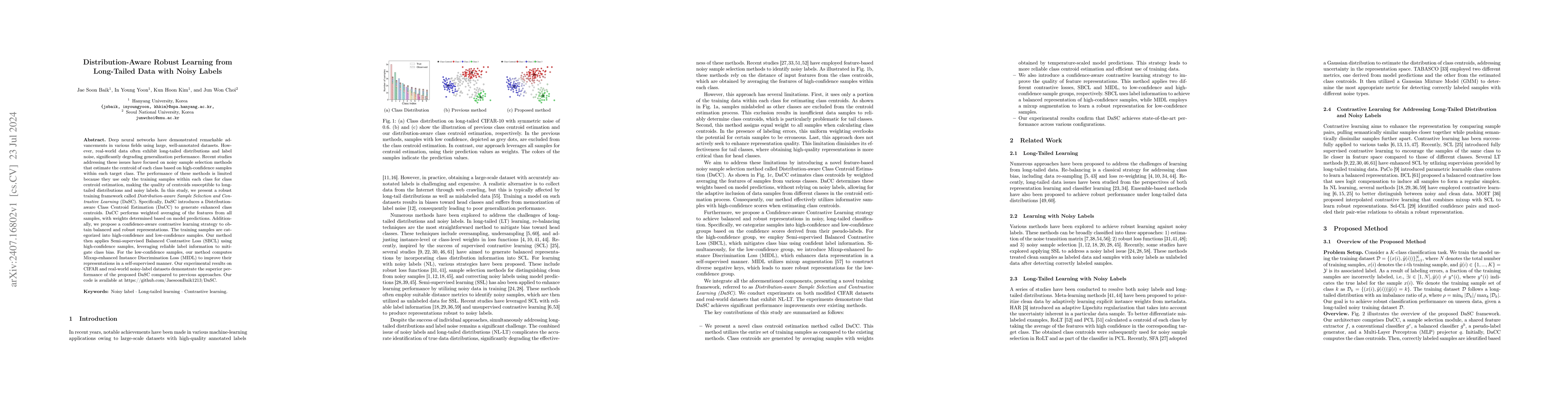 Thumbnail for Distribution-Aware Robust Learning from Long-Tailed Data with Noisy
  Labels