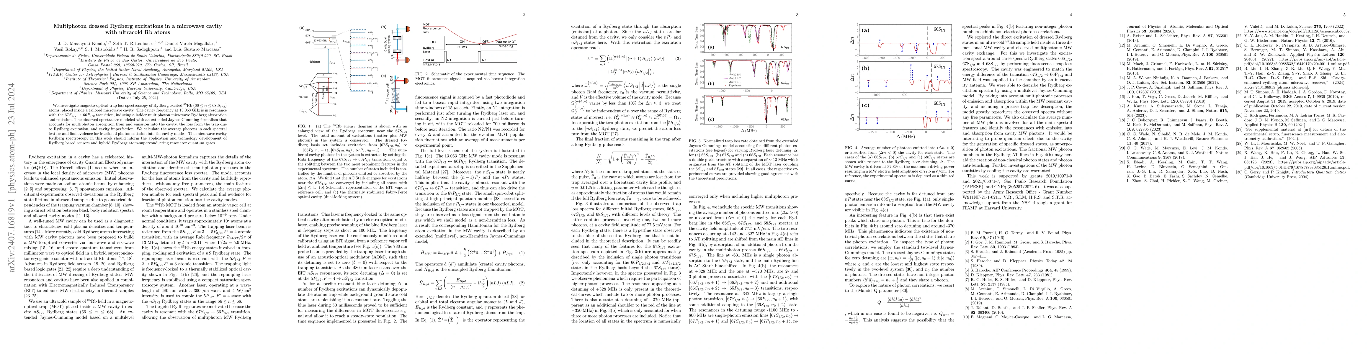Thumbnail for Multiphoton dressed Rydberg excitations in a microwave cavity with
  ultracold Rb atoms