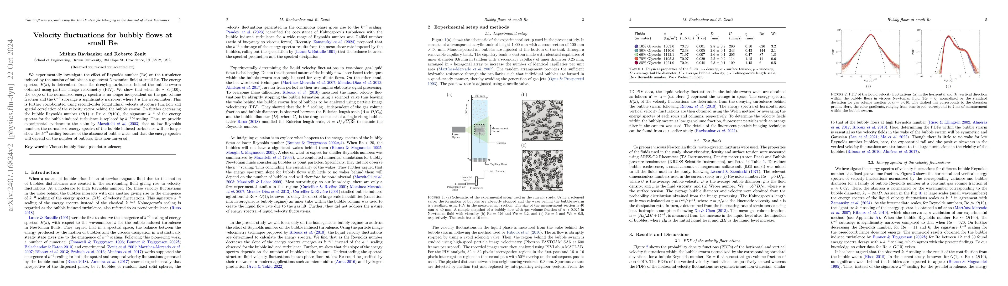 Thumbnail for Velocity fluctuations for bubbly flows at small Re