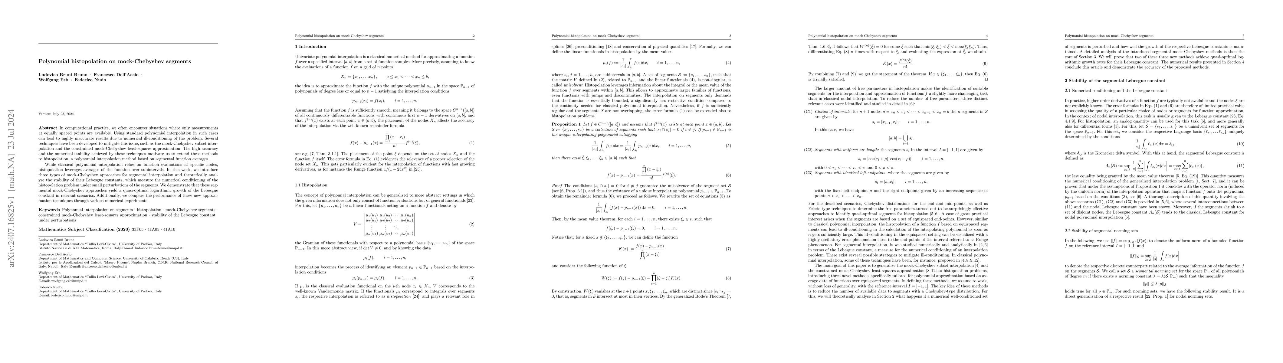 Thumbnail for Polynomial histopolation on mock-Chebyshev segments