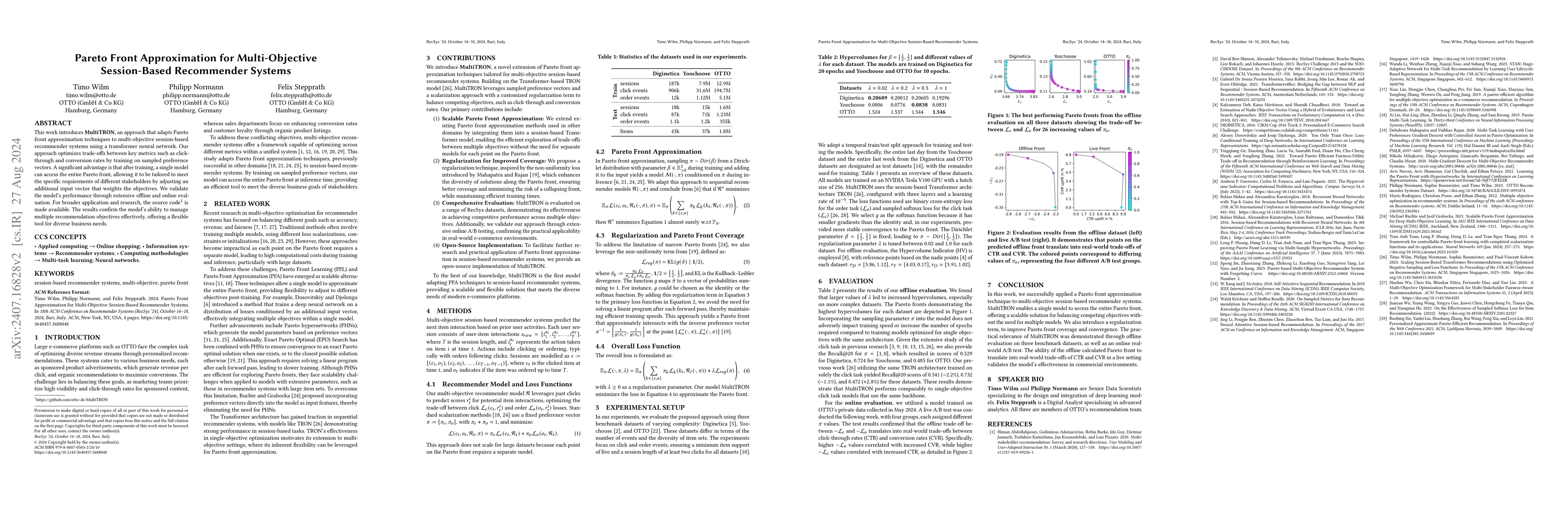 Thumbnail for Pareto Front Approximation for Multi-Objective Session-Based Recommender
  Systems