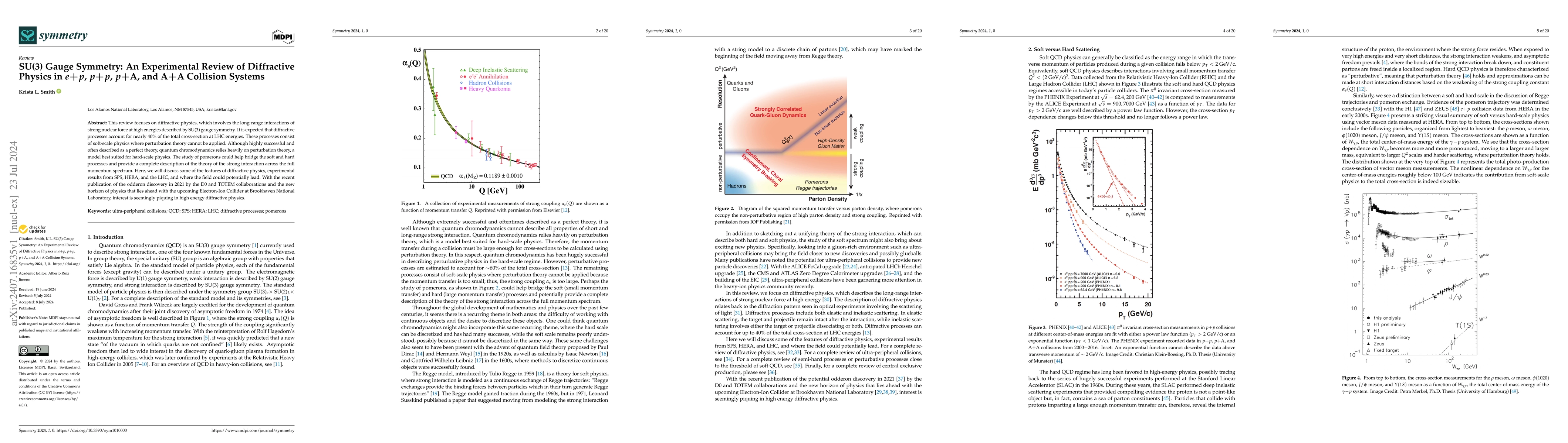 Thumbnail for SU(3) Gauge Symmetry: An Experimental Review of Diffractive Physics in
  e+p, p+p, p+A, and A+A Collision Systems