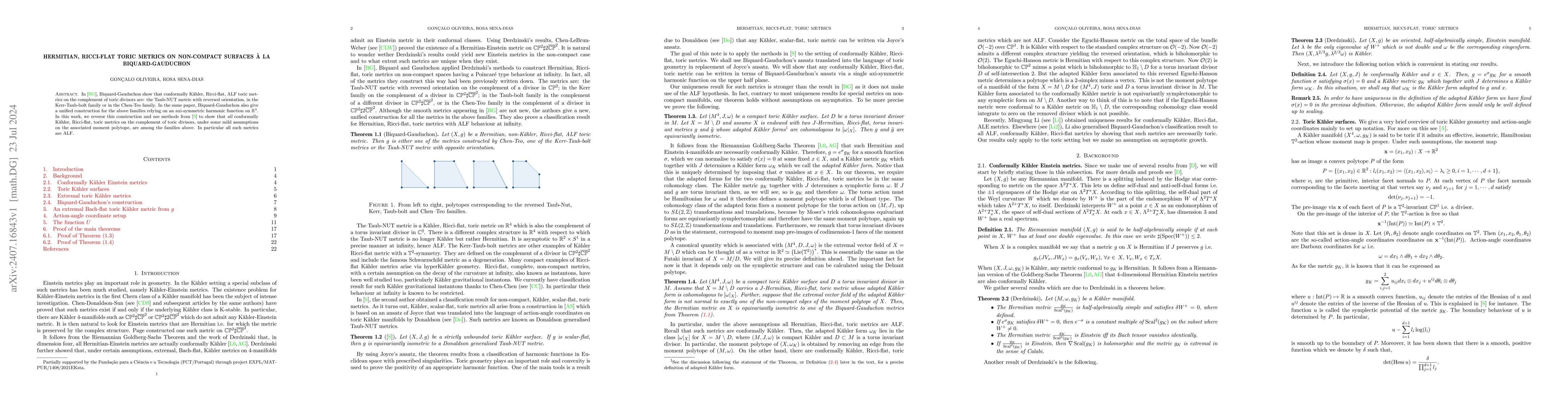 Thumbnail for Hermitian, Ricci-flat toric metrics on non-compact surfaces à la
  Biquard-Gauduchon
