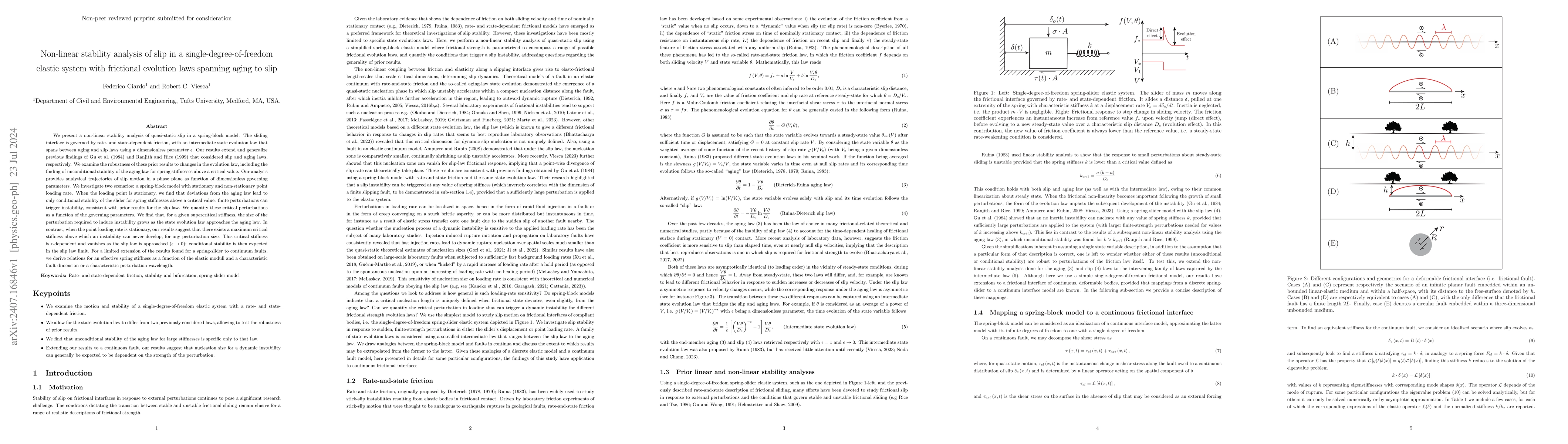 Thumbnail for Non-linear stability analysis of slip in a single-degree-of-freedom
  elastic system with frictional evolution laws spanning aging to slip