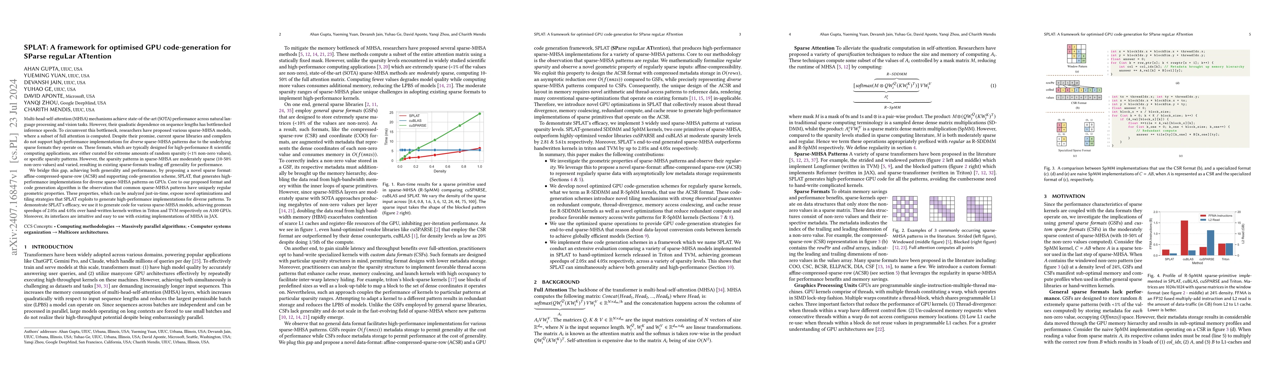 Thumbnail for SPLAT: A framework for optimised GPU code-generation for SParse reguLar
  ATtention