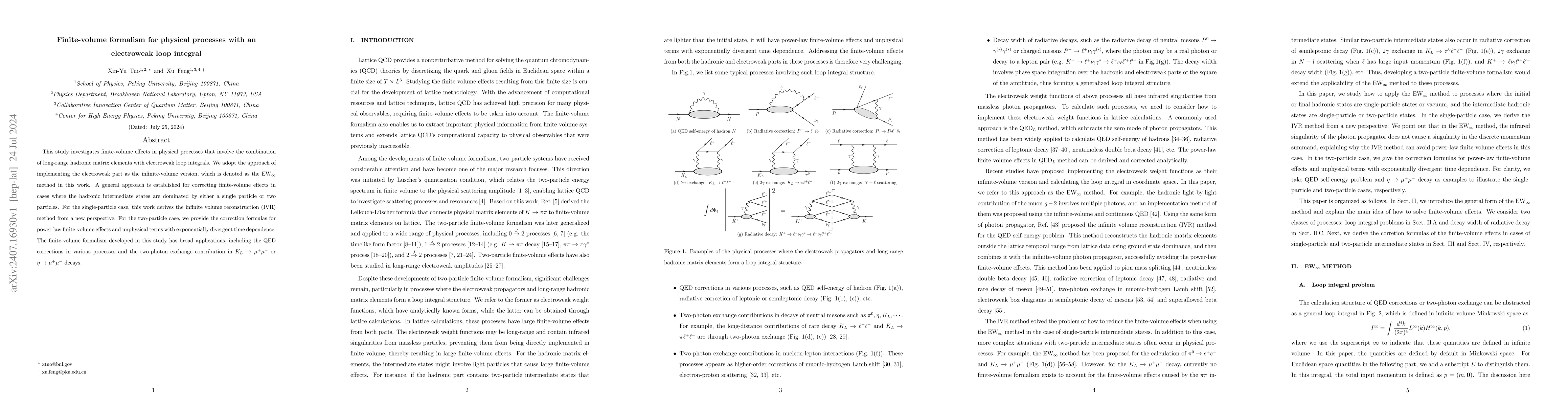 Thumbnail for Finite-volume formalism for physical processes with an electroweak loop
  integral