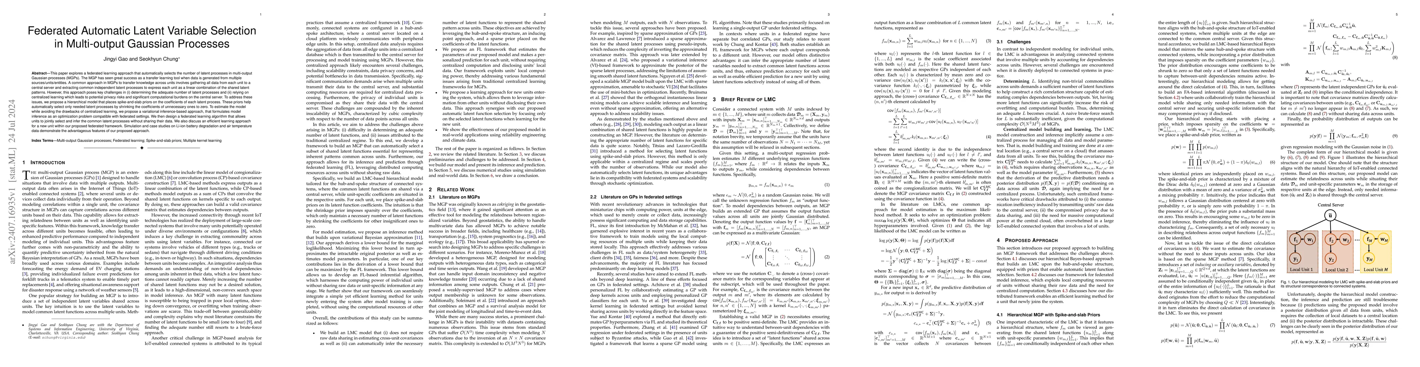 Thumbnail for Federated Automatic Latent Variable Selection in Multi-output Gaussian
  Processes