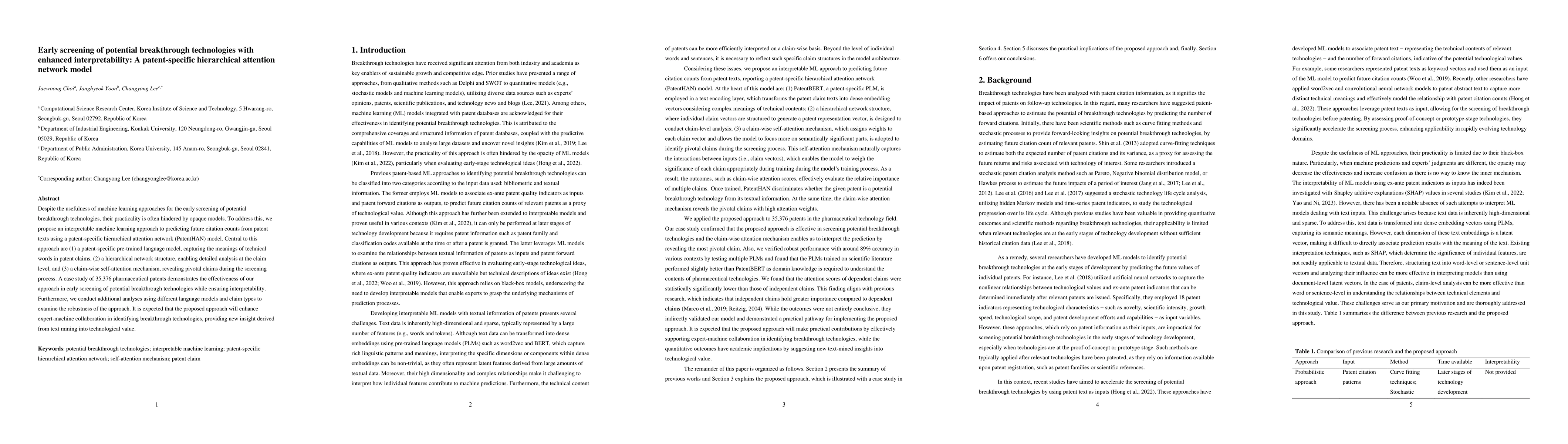 Thumbnail for Early screening of potential breakthrough technologies with enhanced
  interpretability: A patent-specific hierarchical attention network model