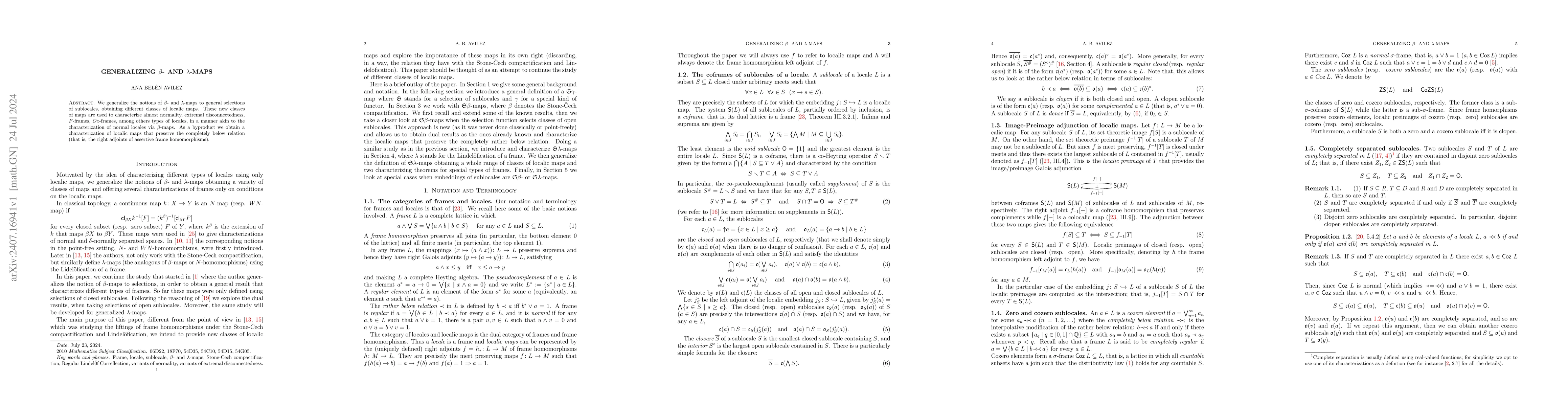 Thumbnail for Generalizing $β$- and $λ$-maps