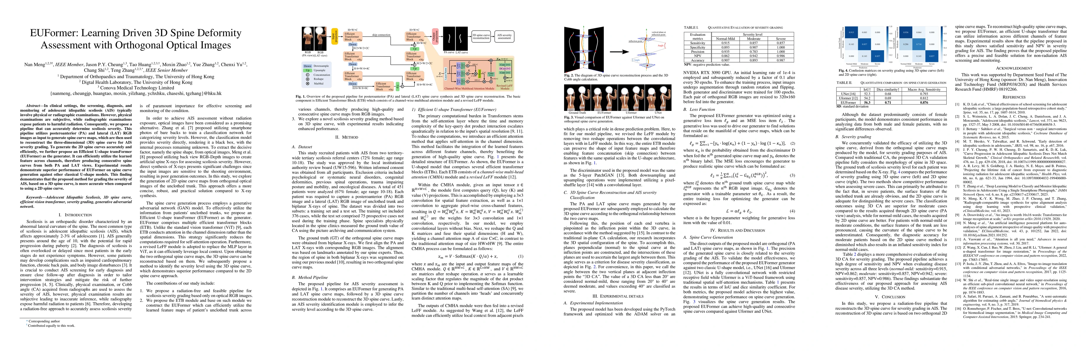 Thumbnail for EUFormer: Learning Driven 3D Spine Deformity Assessment with Orthogonal
  Optical Images
