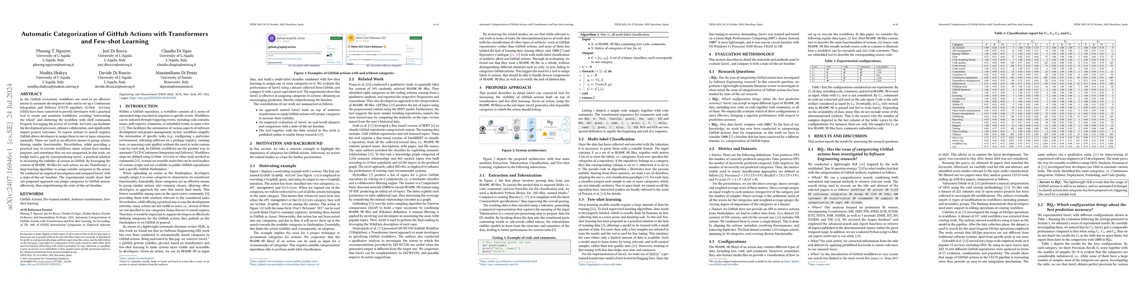 Thumbnail for Automatic Categorization of GitHub Actions with Transformers and
  Few-shot Learning