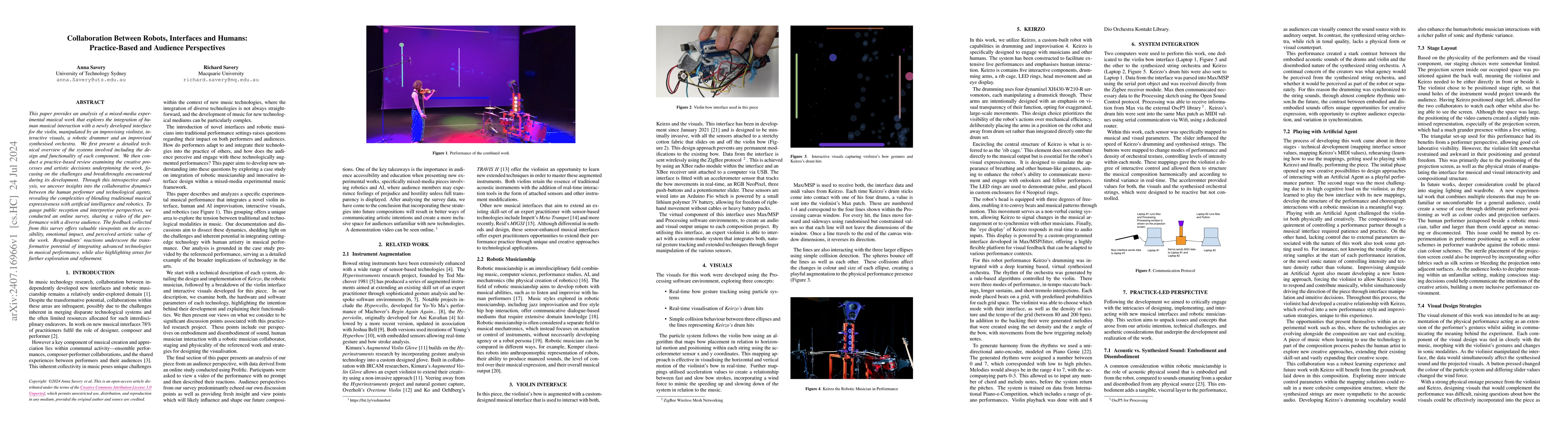 Thumbnail for Collaboration Between Robots, Interfaces and Humans: Practice-Based and
  Audience Perspectives