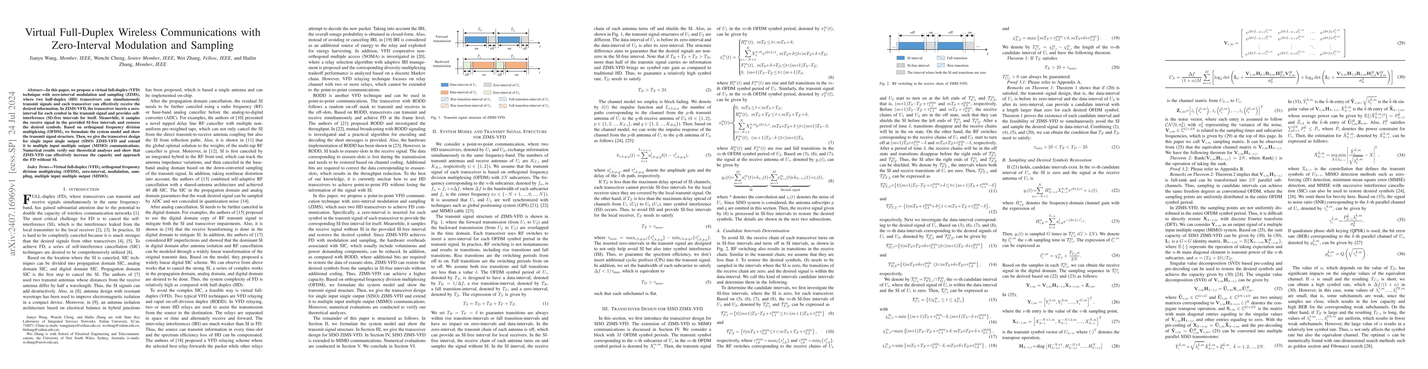 Thumbnail for Virtual Full-Duplex Wireless Communications with Zero-Interval
  Modulation and Sampling