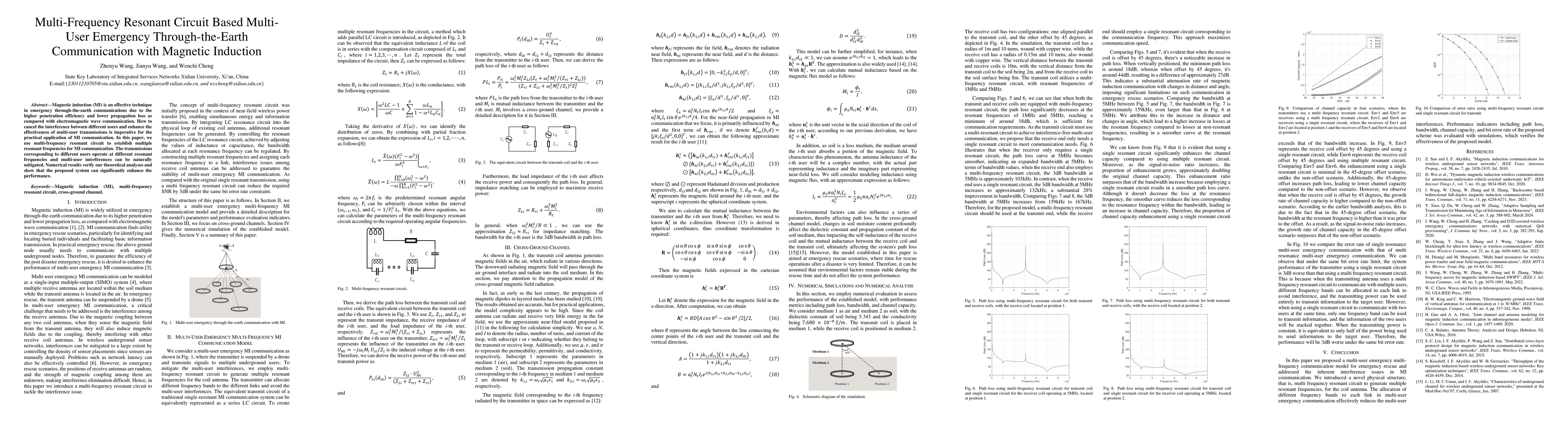Thumbnail for Multi-Frequency Resonant Circuit Based Multi-User Emergency
  Through-the-Earth Communication with Magnetic Induction