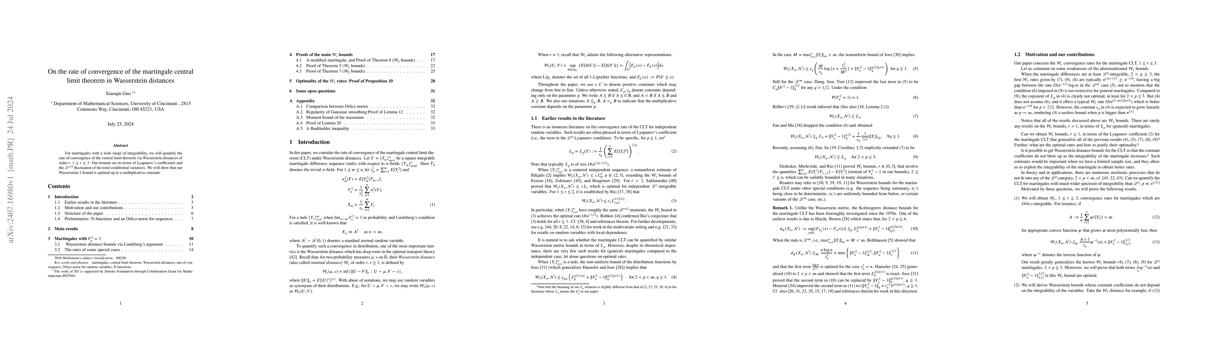 Thumbnail for On the rate of convergence of the martingale central limit theorem in
  Wasserstein distances