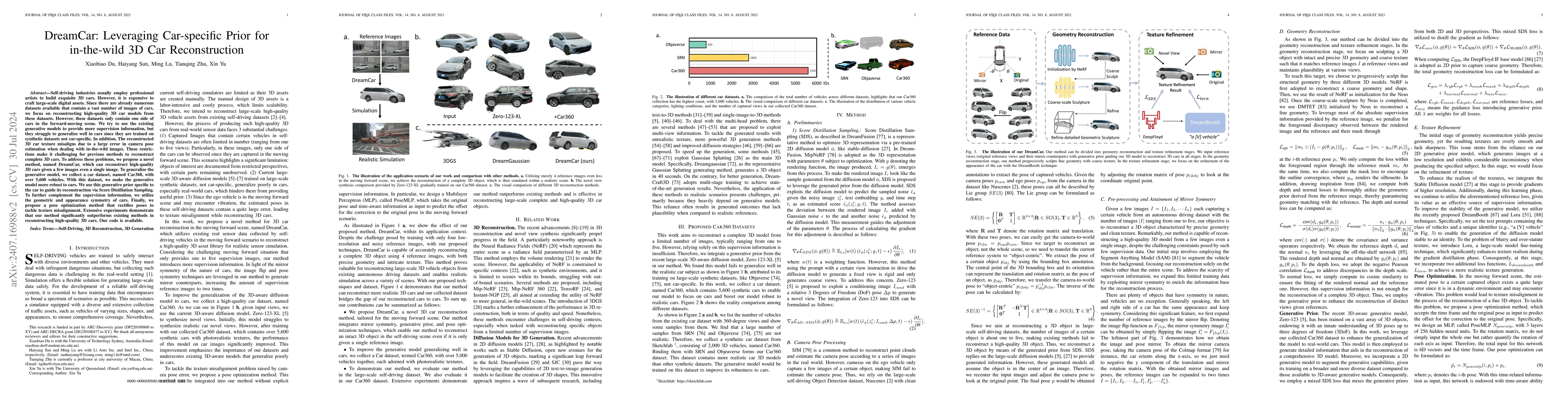 Thumbnail for DreamCar: Leveraging Car-specific Prior for in-the-wild 3D Car
  Reconstruction
