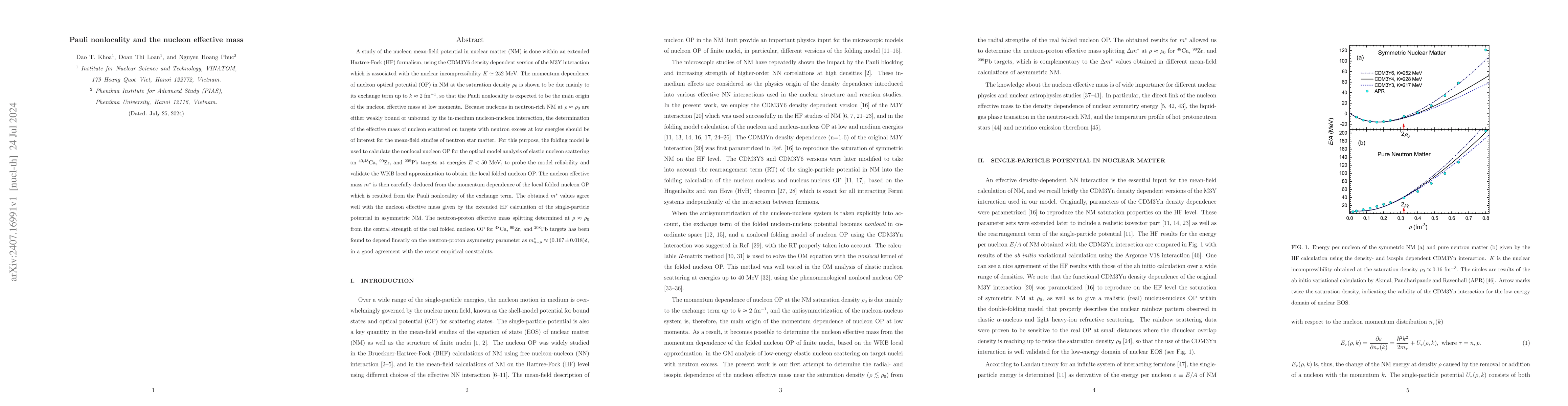 Thumbnail for Pauli nonlocality and the nucleon effective mass