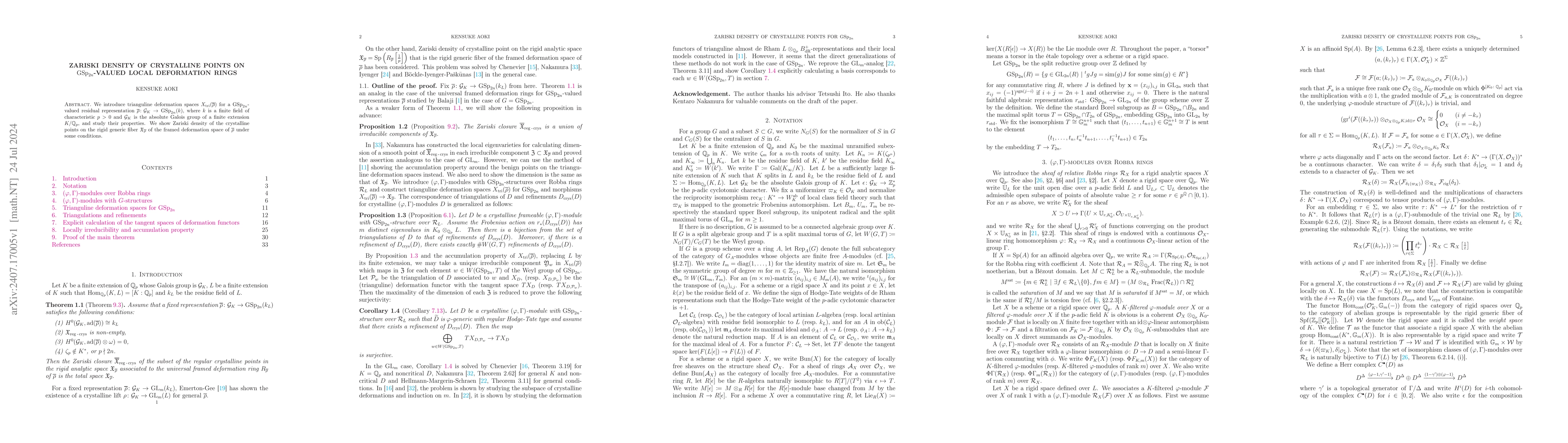 Thumbnail for Zariski density of crystalline points on $\GSp_{2n}$-valued local
  deformation rings