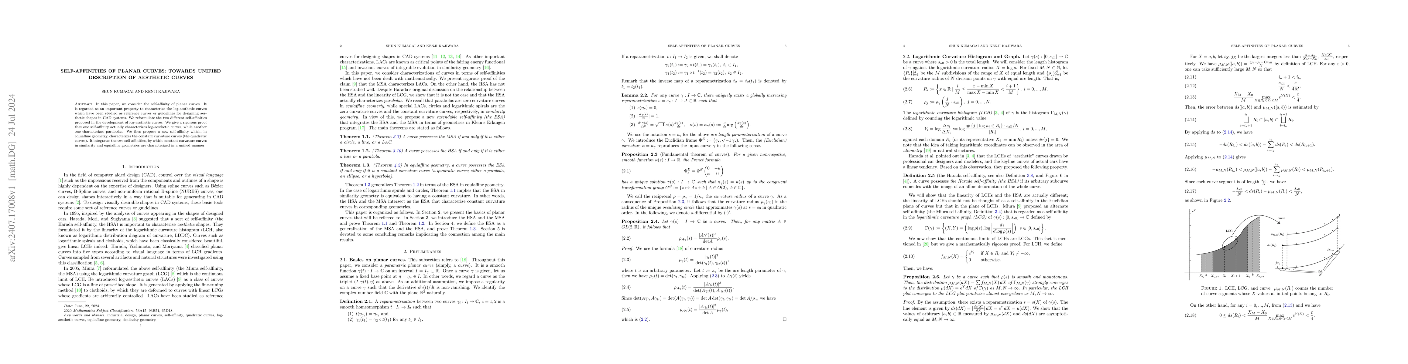 Thumbnail for Self-affinities of planar curves: towards unified description of
  aesthetic curves