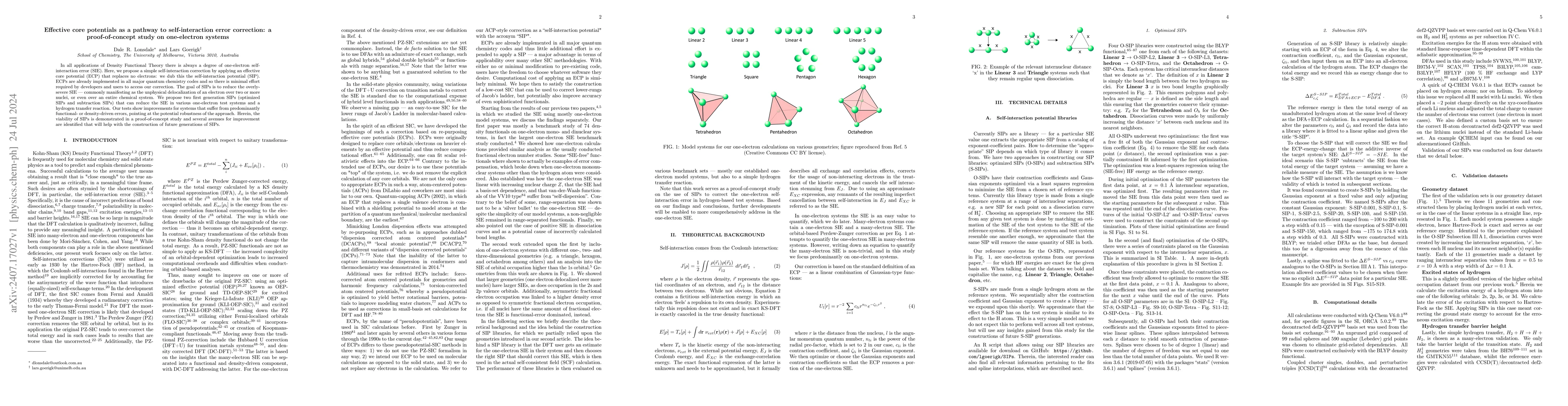 Thumbnail for Effective core potentials as a pathway to self-interaction error
  correction: a proof-of-concept study on one-electron systems