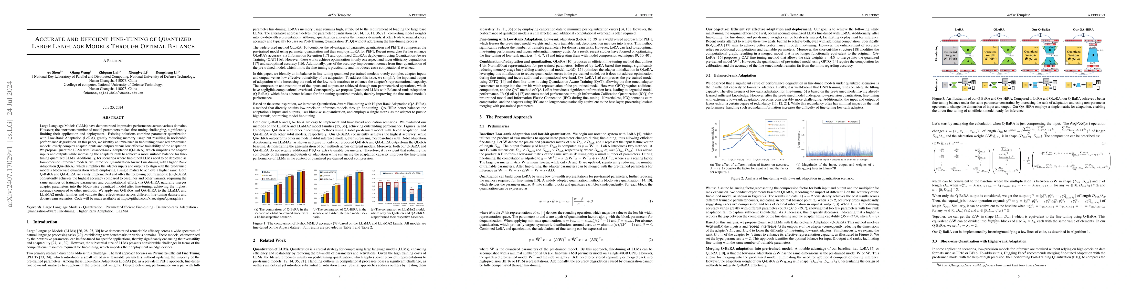 Thumbnail for Accurate and Efficient Fine-Tuning of Quantized Large Language Models
  Through Optimal Balance