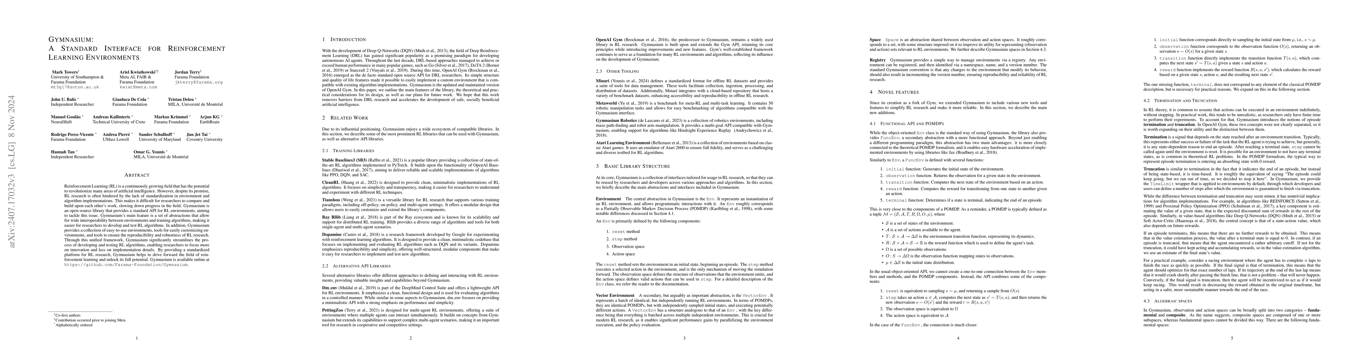 Thumbnail for Gymnasium: A Standard Interface for Reinforcement Learning Environments