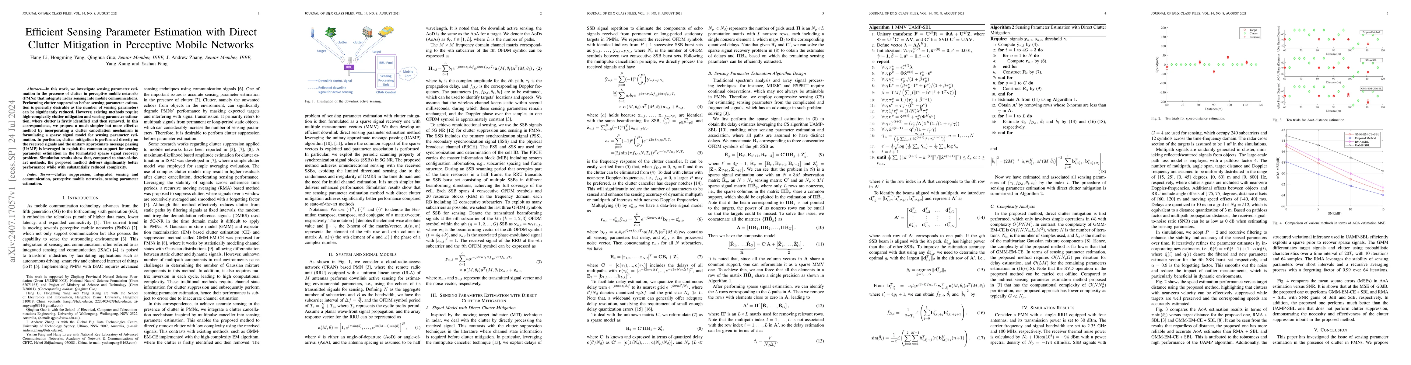 Thumbnail for Efffcient Sensing Parameter Estimation with Direct Clutter Mitigation in
  Perceptive Mobile Networks