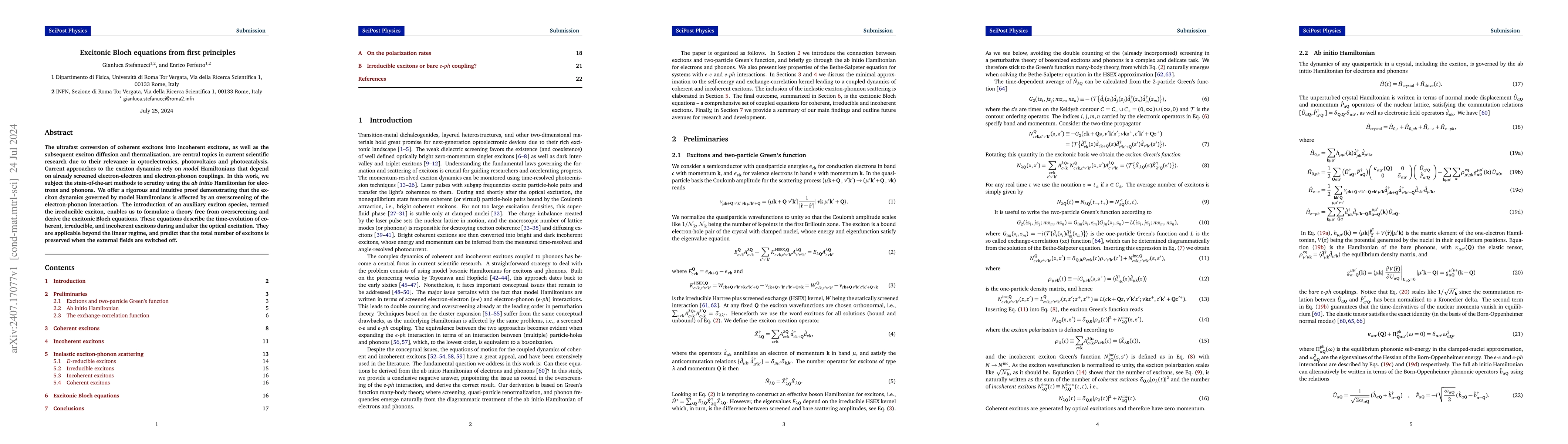 Thumbnail for Excitonic Bloch equations from first principles
